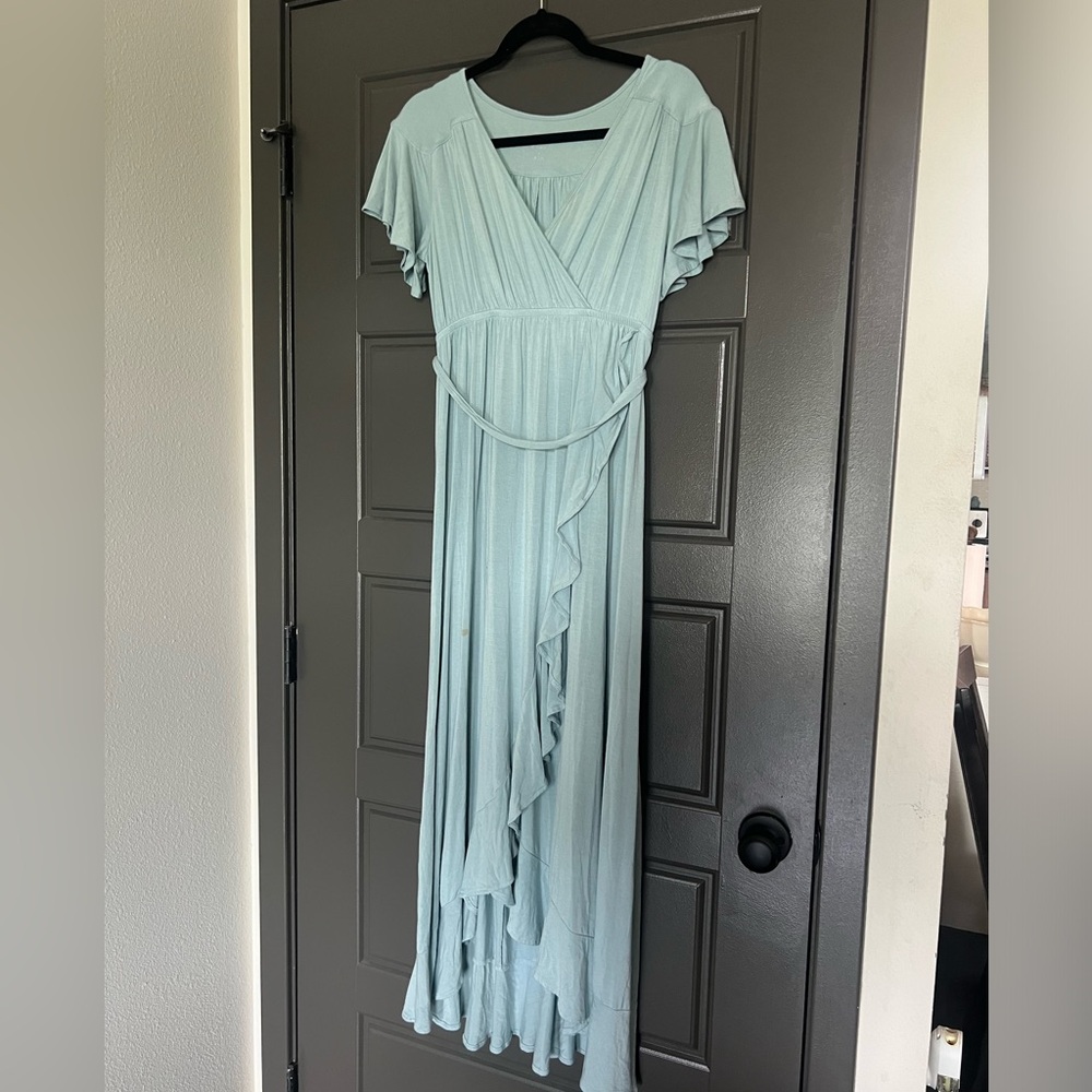 Blue maternity maxi dress